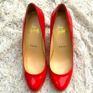 Christian Louboutin Red Patent Leather  Stiletto Heel Size 37